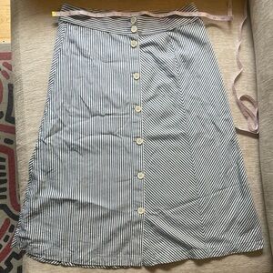 J. Crew Navy and White Striped A-Line Skirt